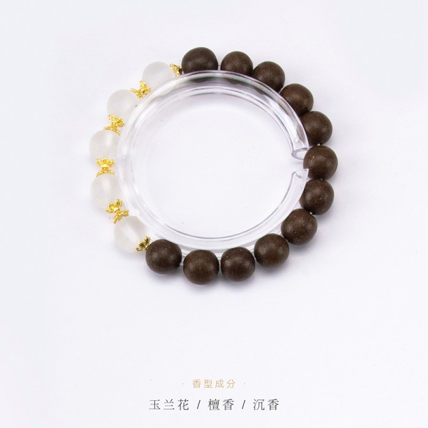 非遗合香手串古法天然药香手工制作文玩中药手串香珠五行中医养生玉兰白磨砂